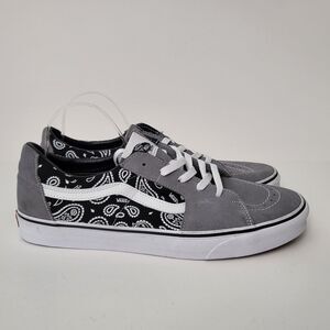 VANS Black Bandana Gray Suede Sk8 Low Skate Shoes Mens 13 Paisley Old Skool
